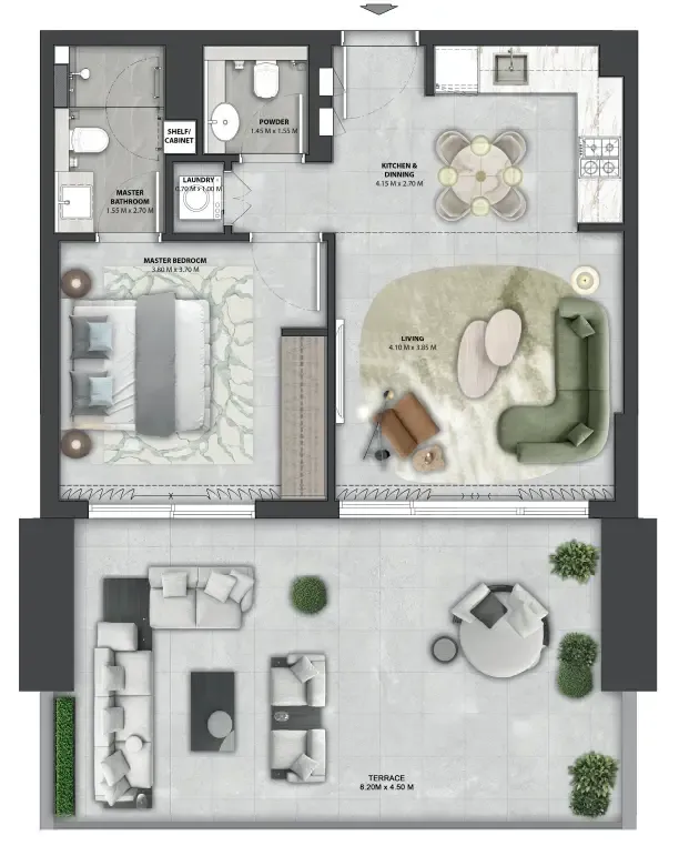Arancia Yards 2 1 bed floor plan, 1,024 sqft