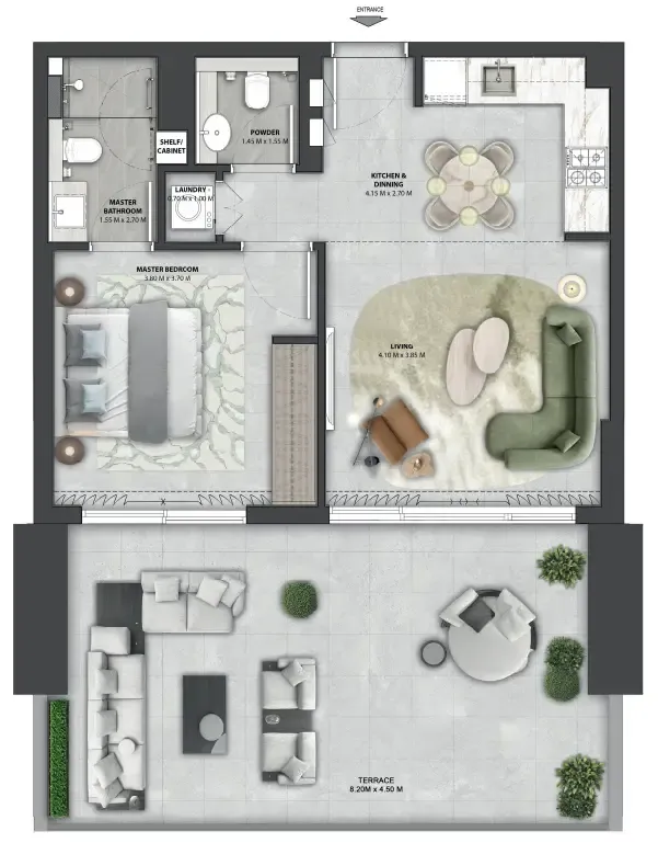 Arancia Yards 2 1 bed floor plan, 1,018 – 1,019 sqft