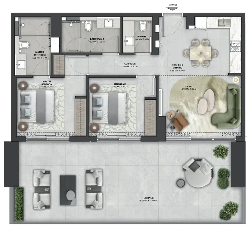 Arancia Yards 2 2 bed floor plan, 1,538 sqft