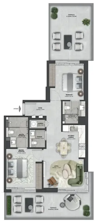 Arancia Yards 2 2 bed floor plan, 1,399 sqft