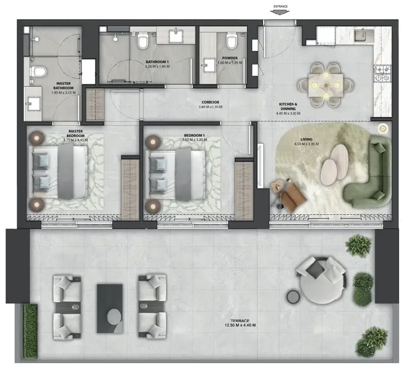 Arancia Yards 2 2 bed floor plan, 1,538 sqft