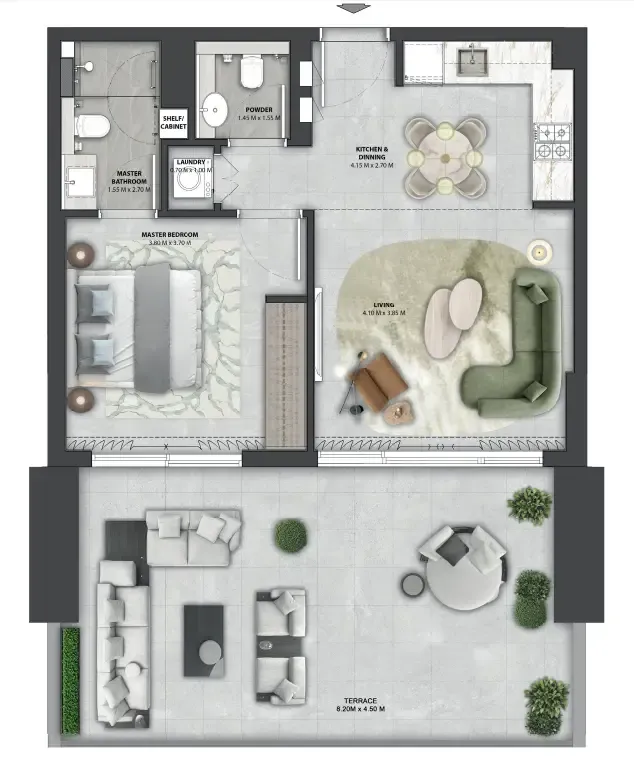 Arancia Yards 2 1 bed floor plan, 1,019 sqft