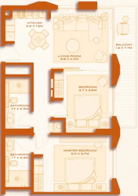 2 bed layout
