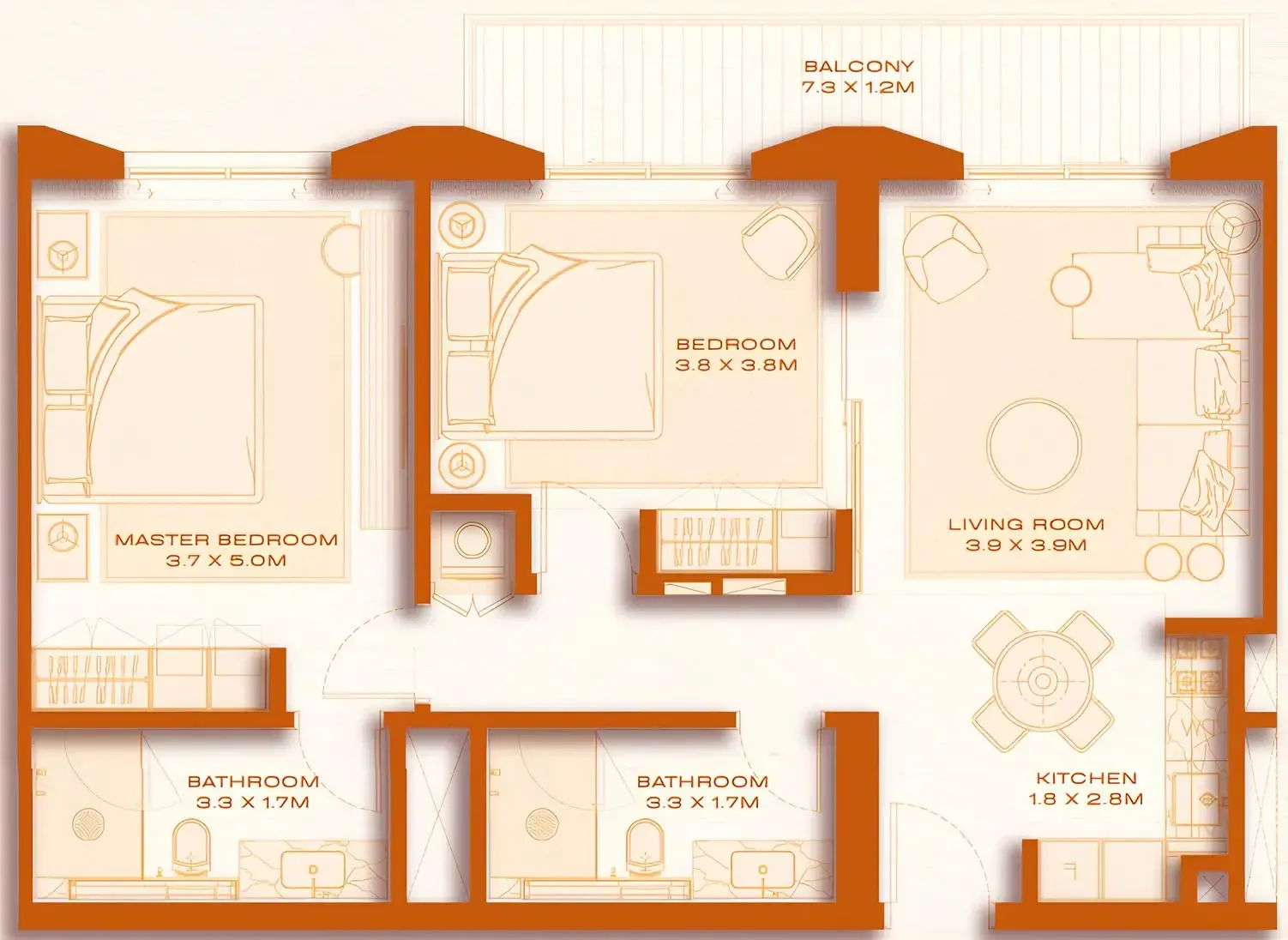 2 bed layout