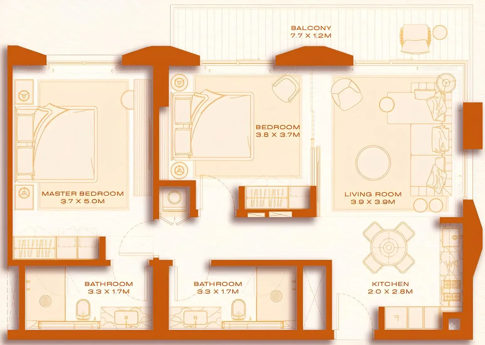 2 bed layout