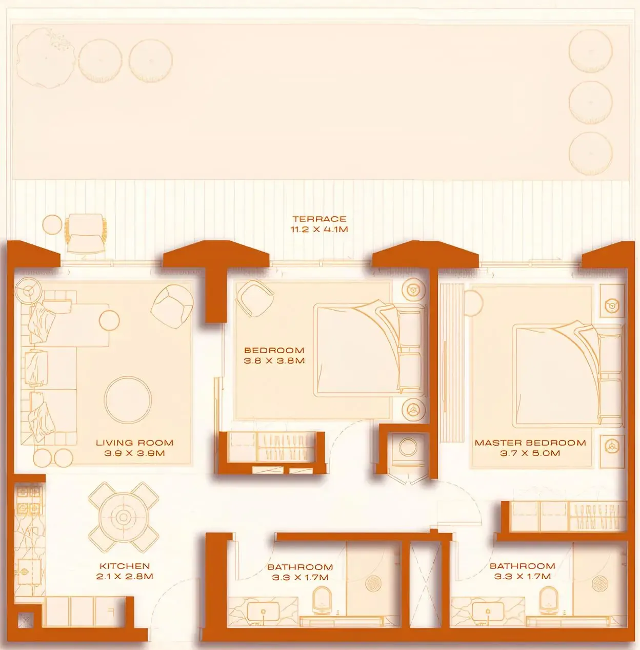 2 bed layout
