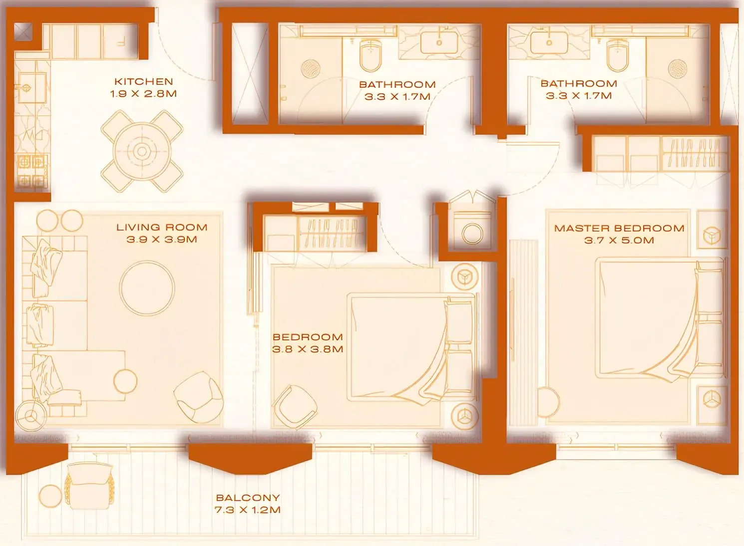 2 bed layout