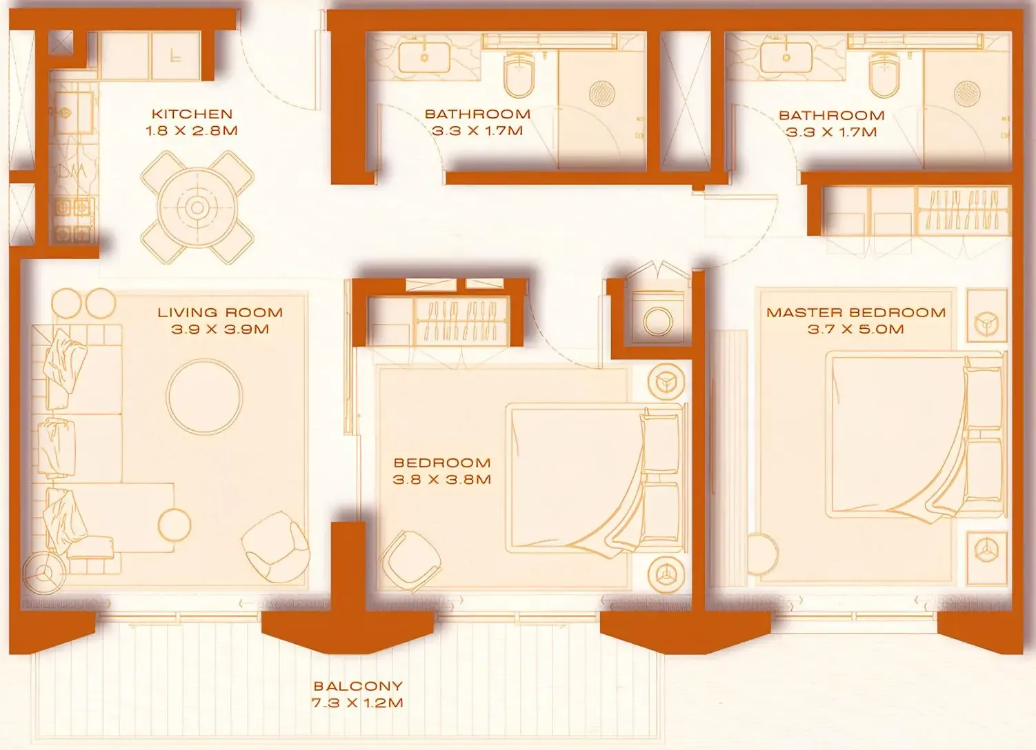 2 bed layout