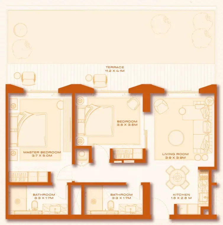 2 bed layout