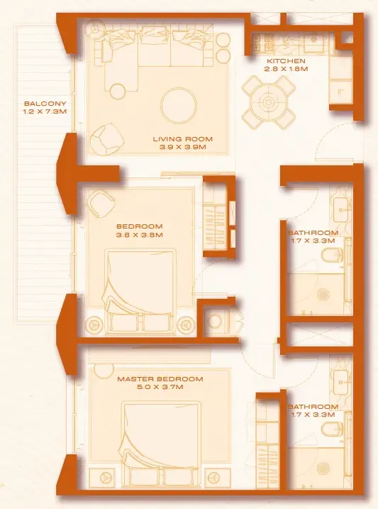 2 bed layout