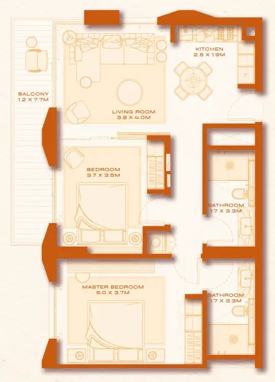 2 bed layout