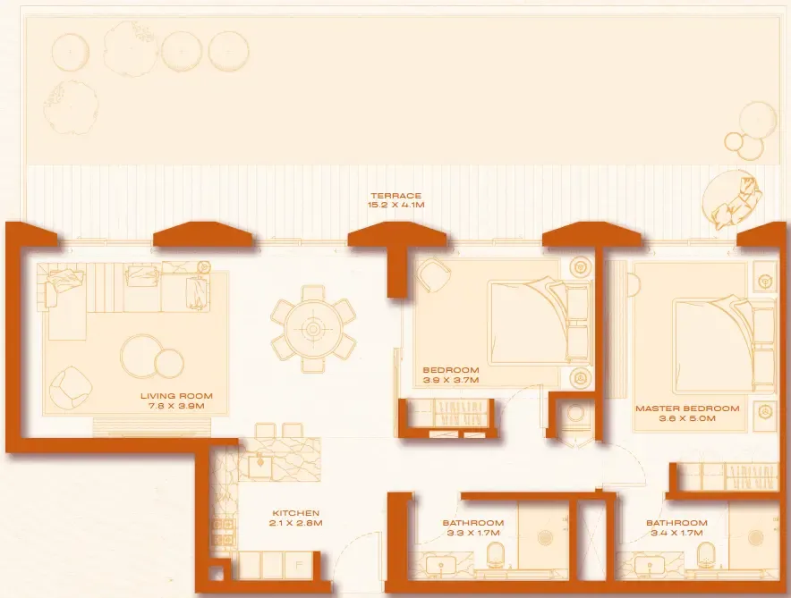 2 bed layout