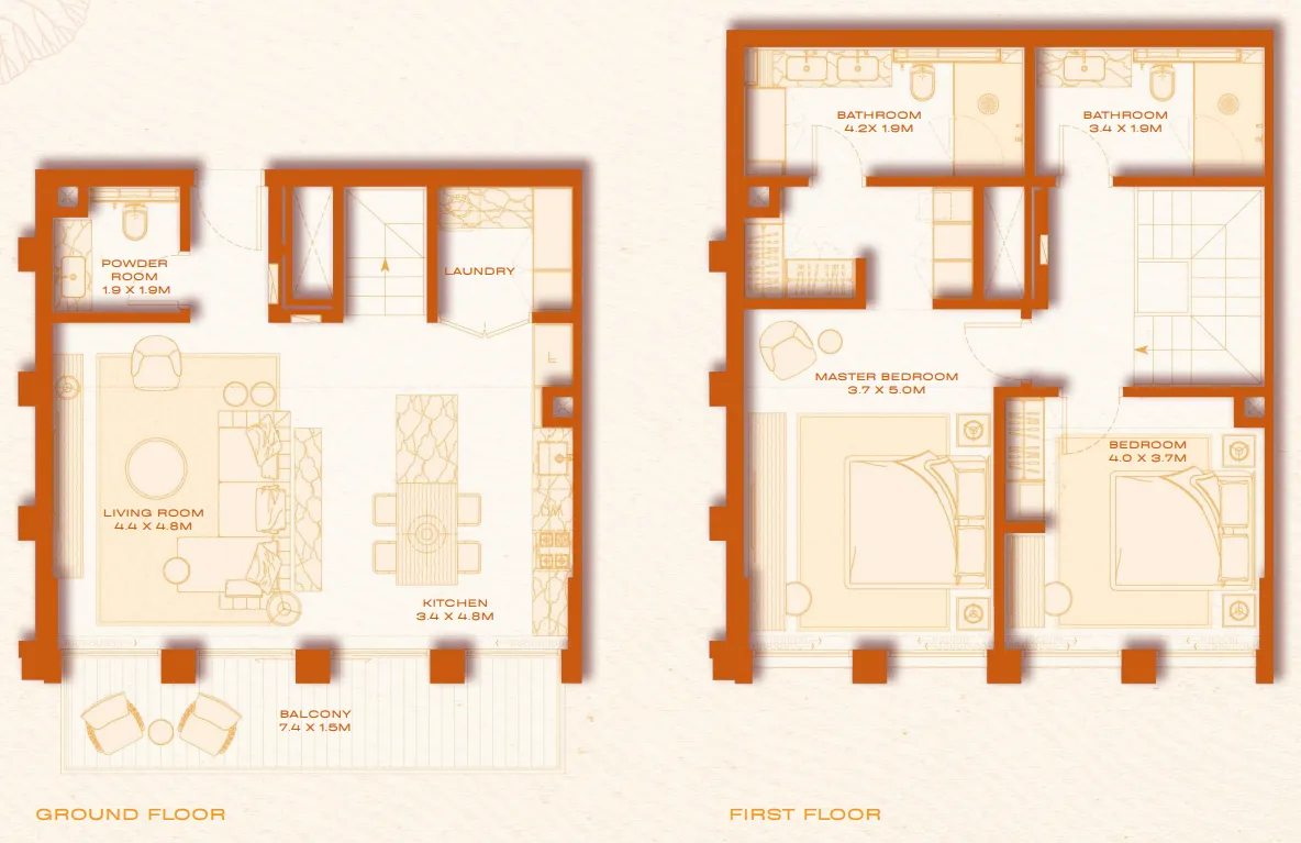 2 bed layout