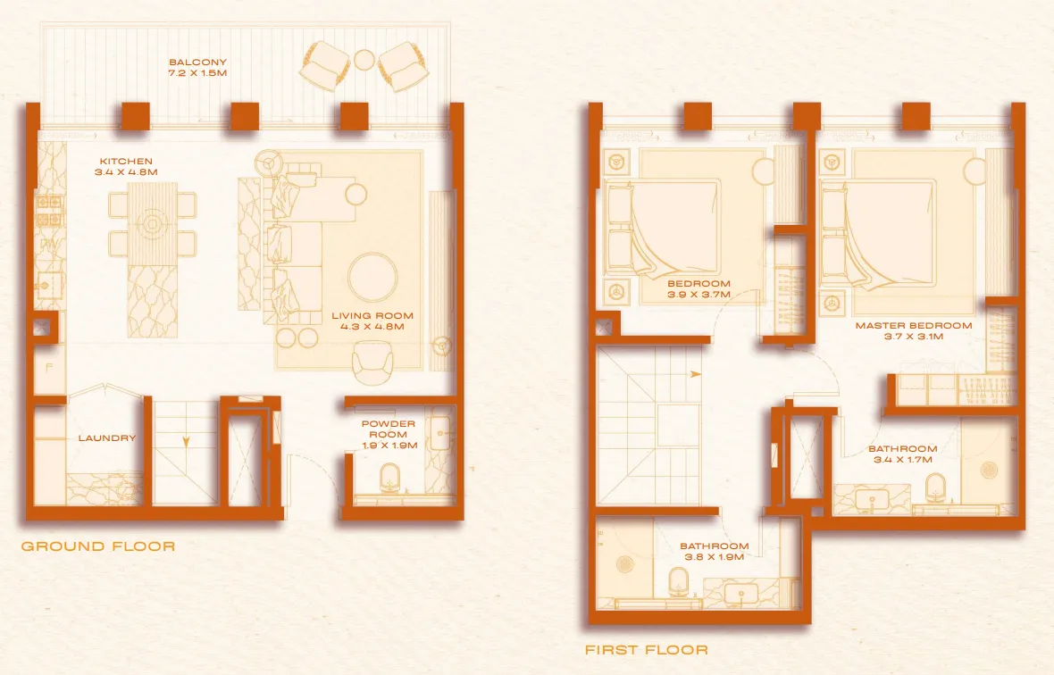 2 bed layout
