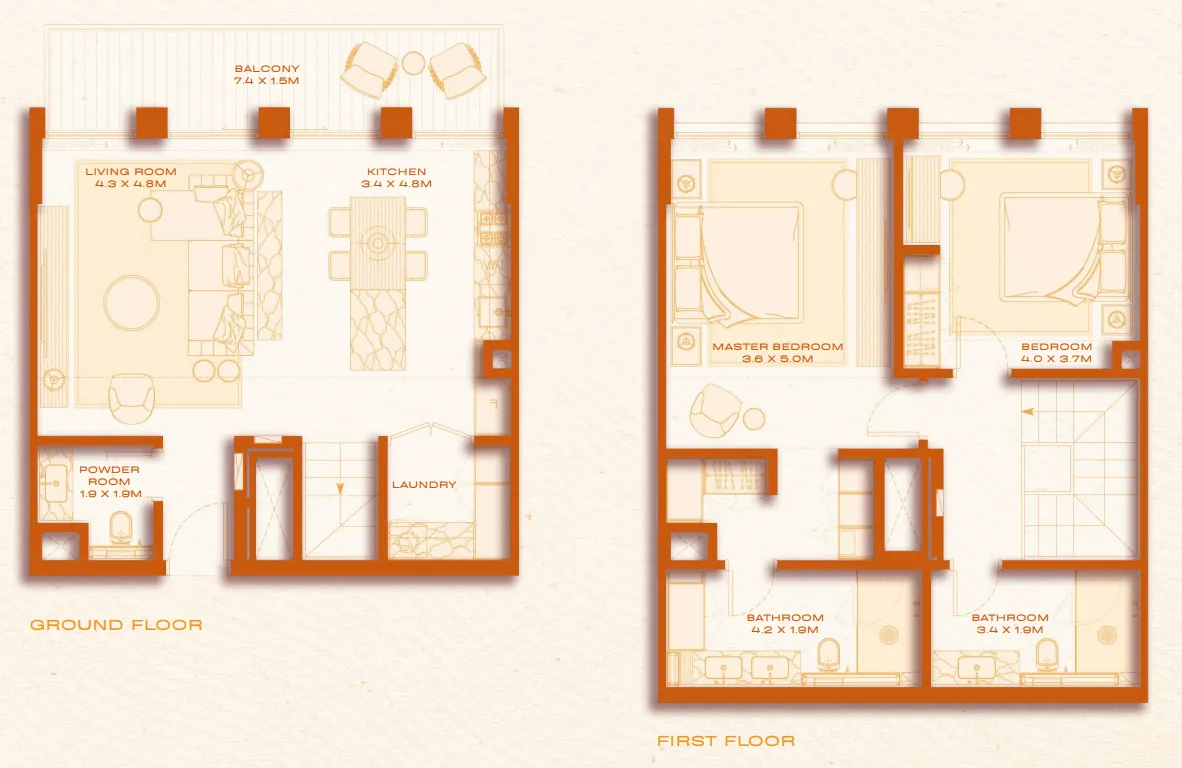 2 bed layout