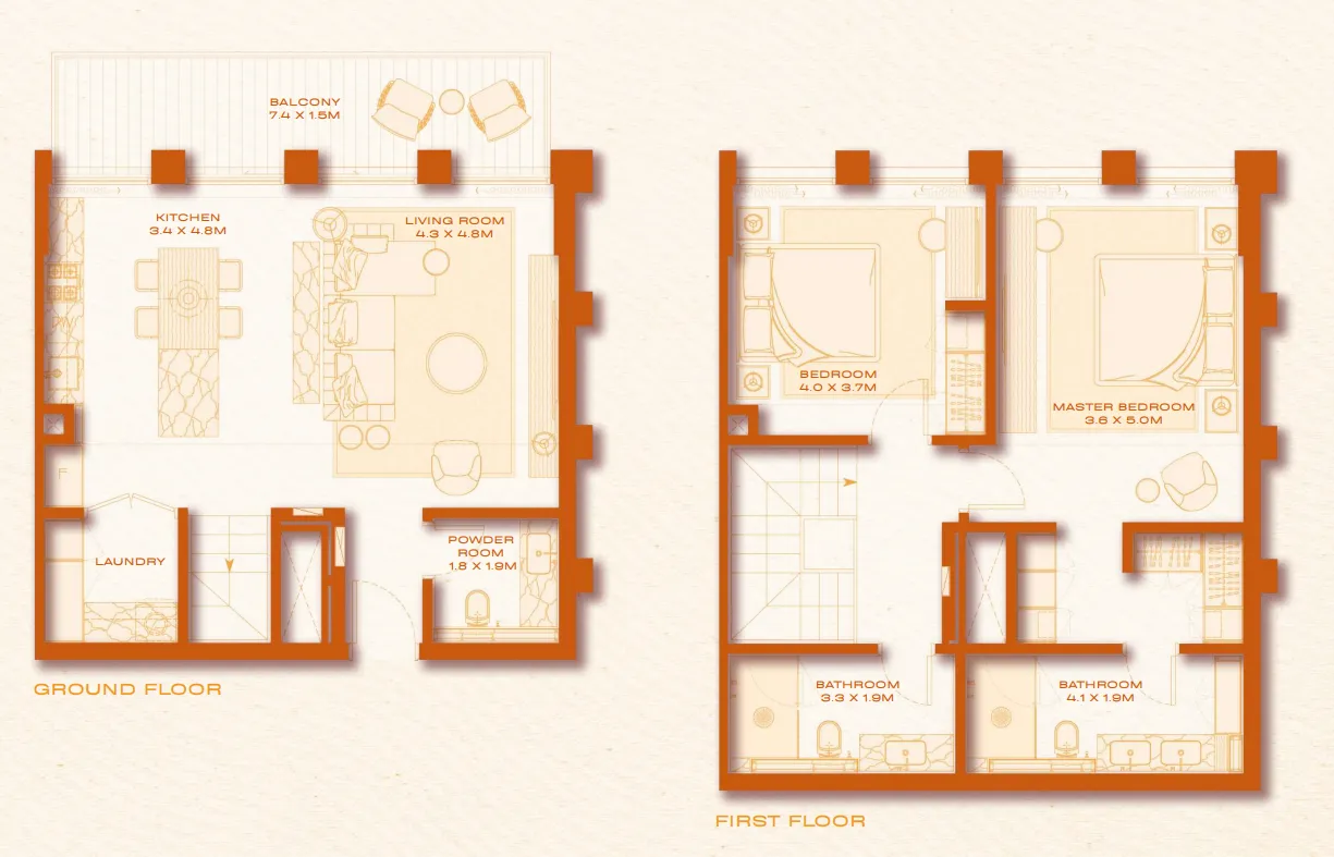 2 bed layout
