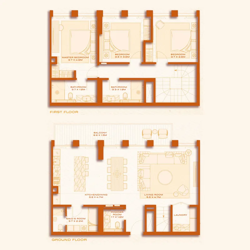 3 bed layout