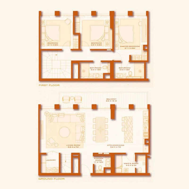 3 bed layout