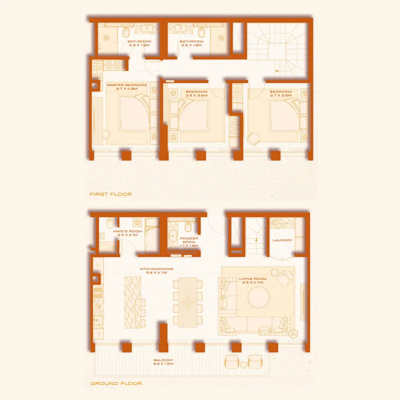 3 bed layout
