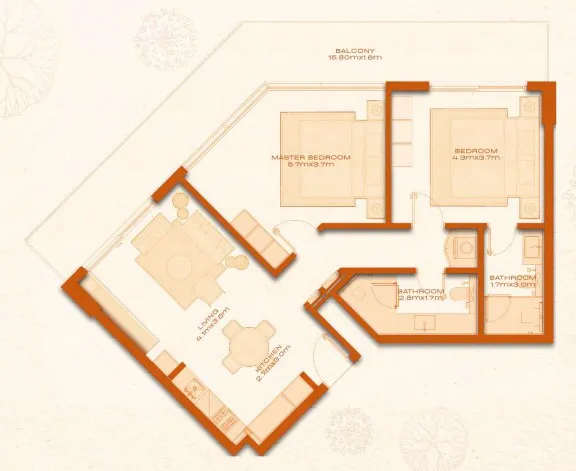 2 bed layout