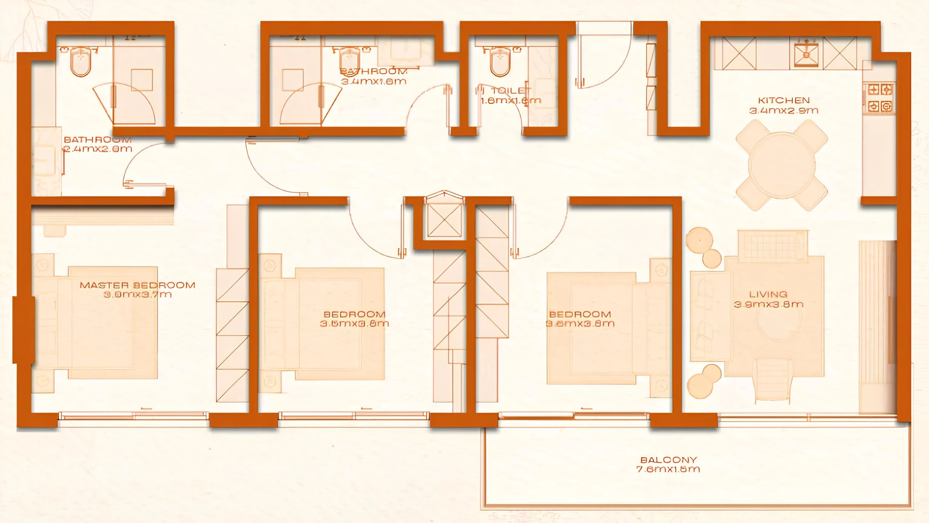 3 bed layout