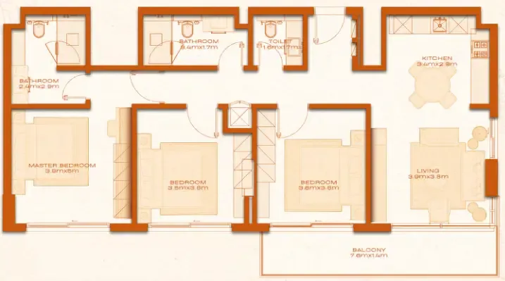 3 bed layout
