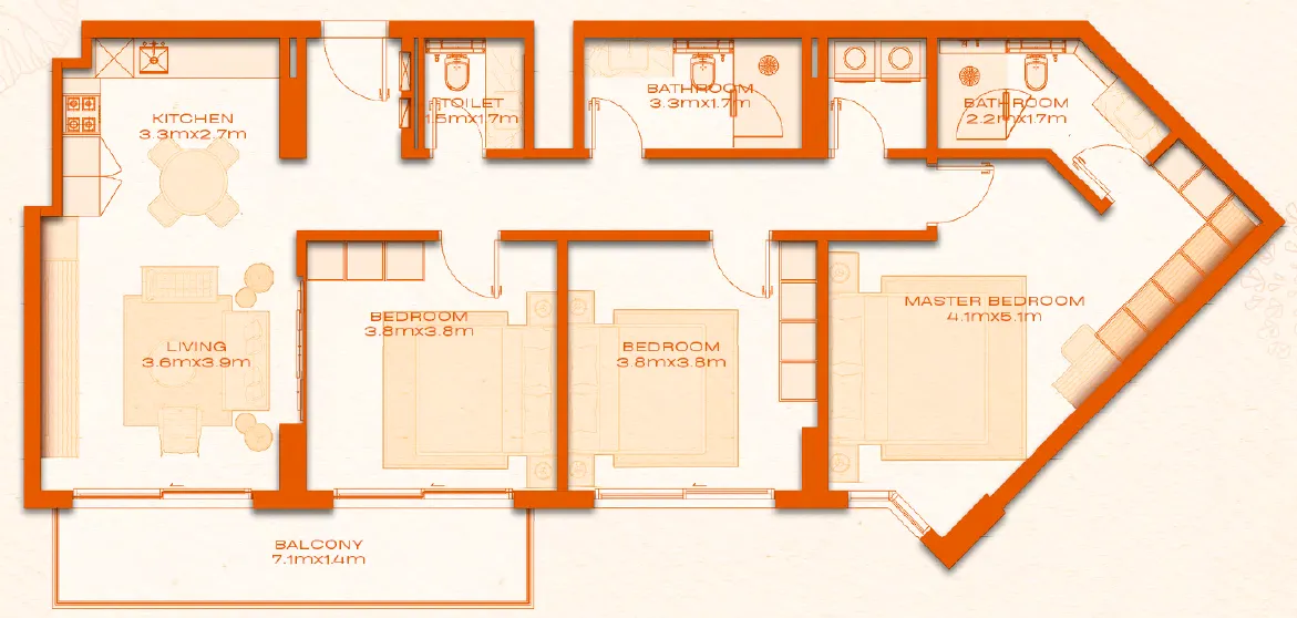 3 bed layout