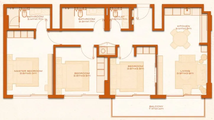 3 bed layout