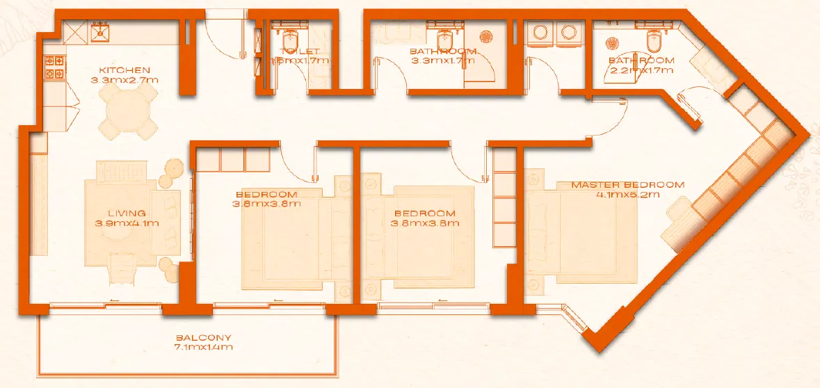 3 bed layout