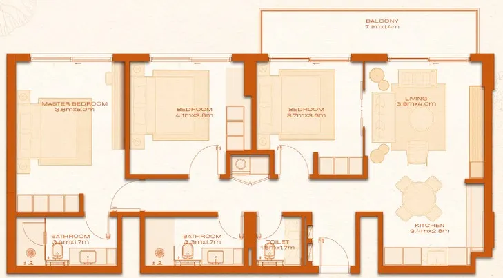 3 bed layout