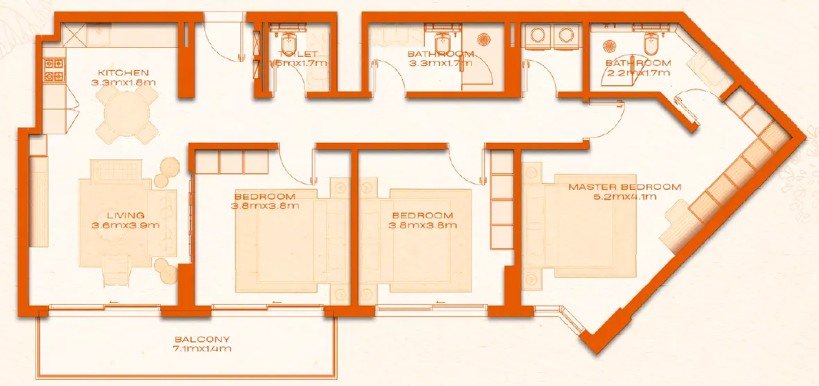 3 bed layout
