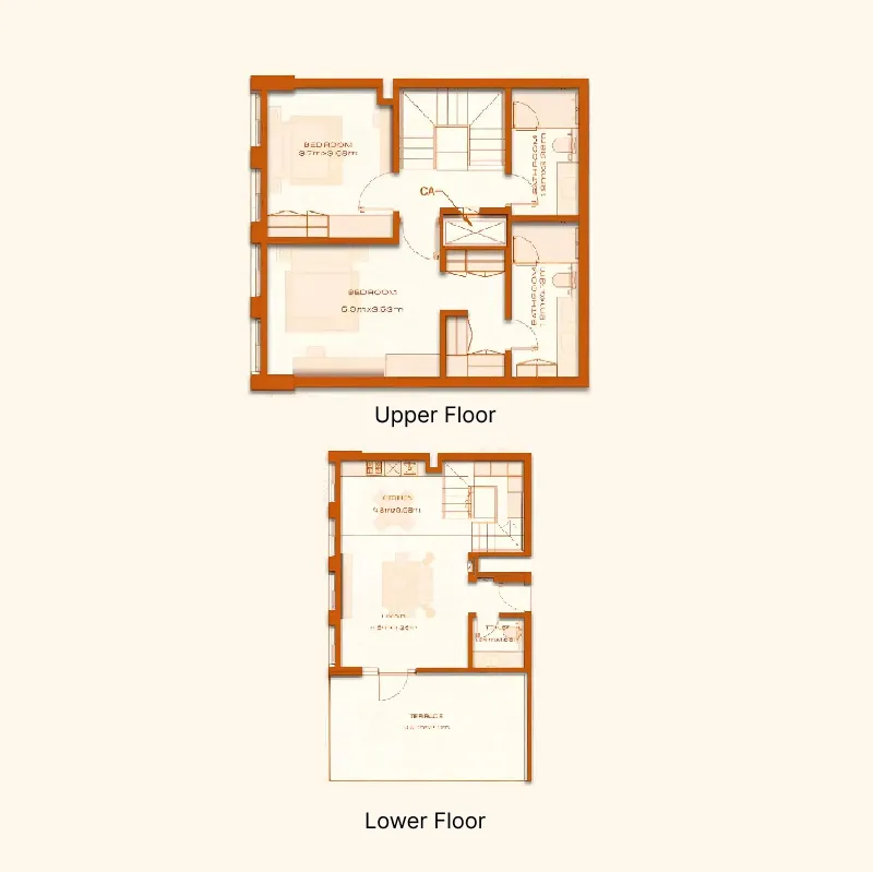 2 bed layout