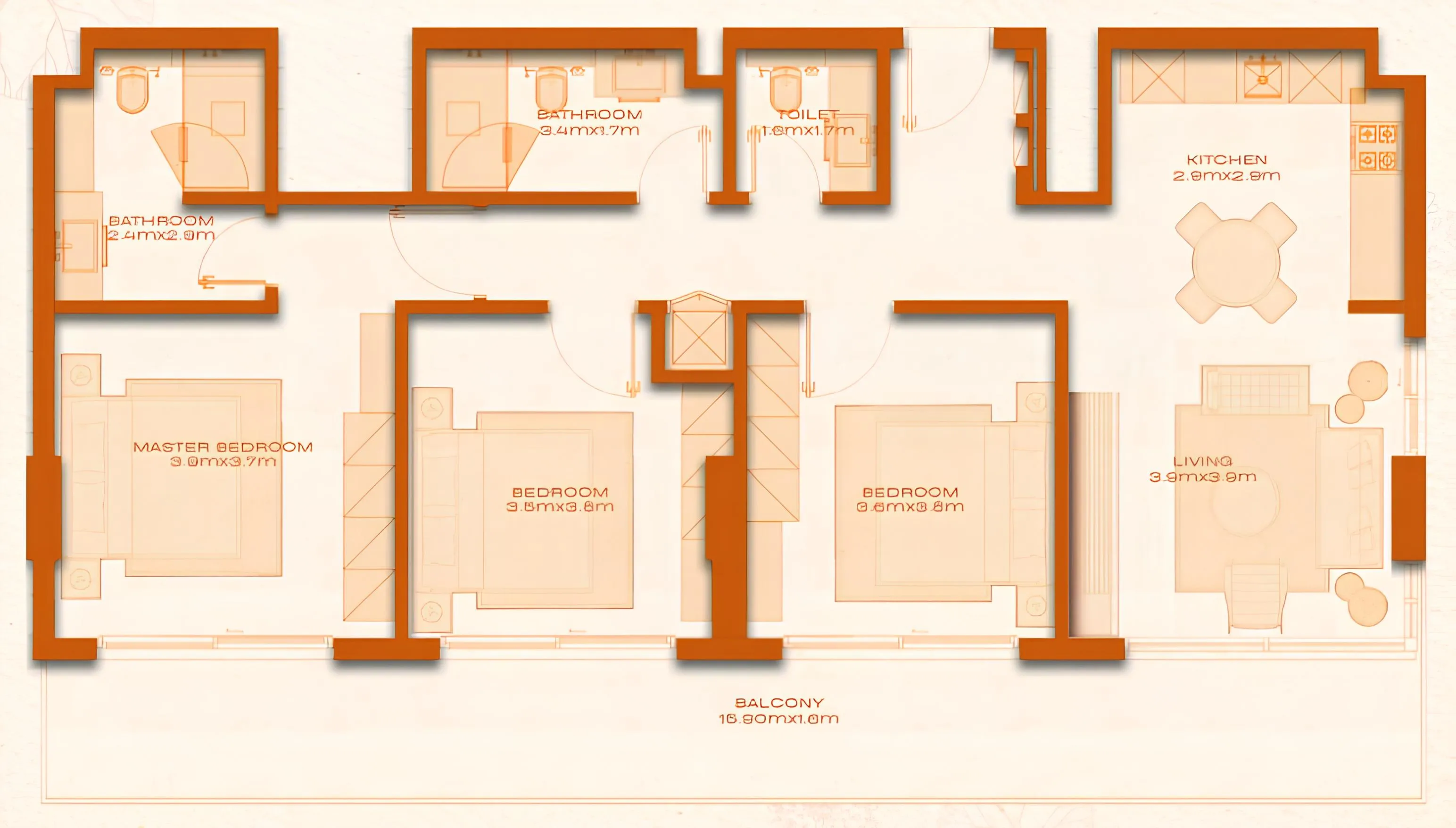 3 bed layout