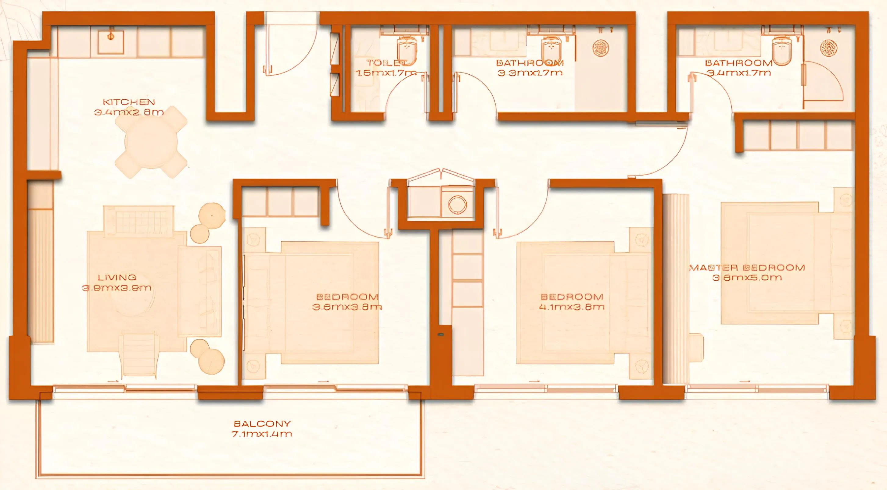 3 bed layout