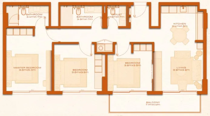 3 bed layout