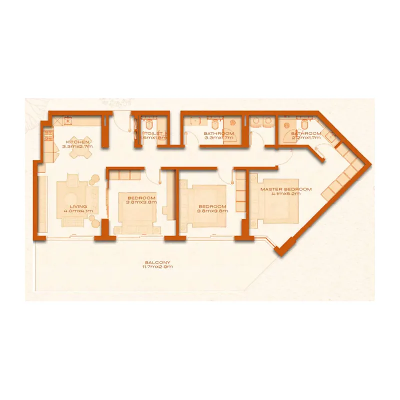 3 bed layout