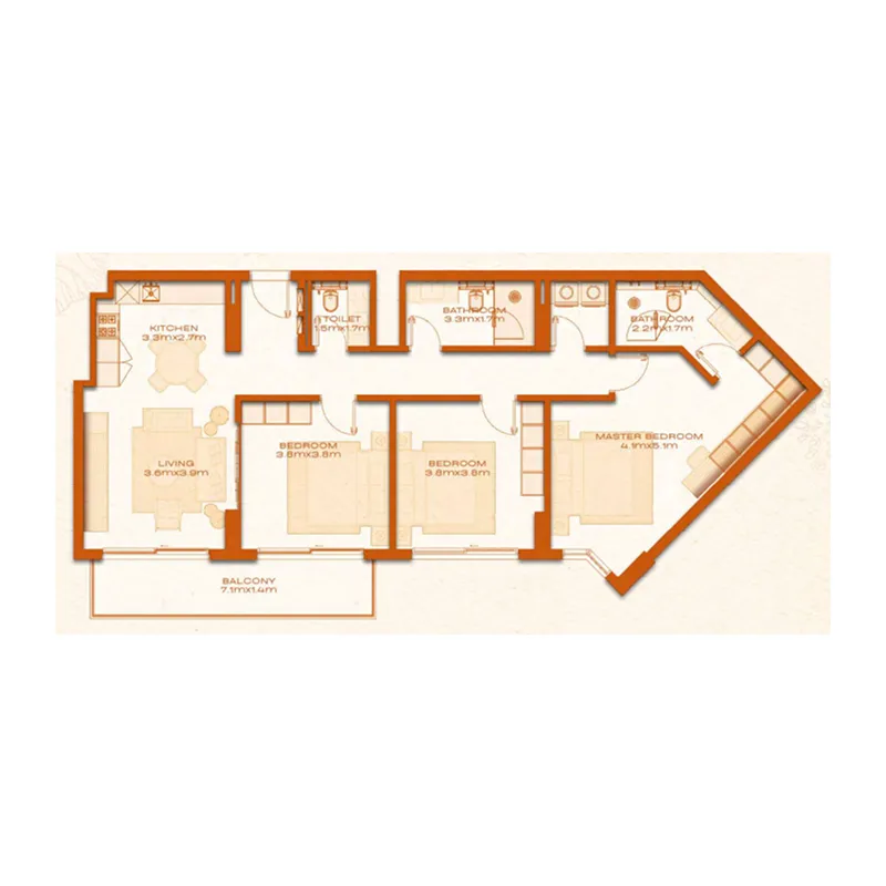 3 bed layout