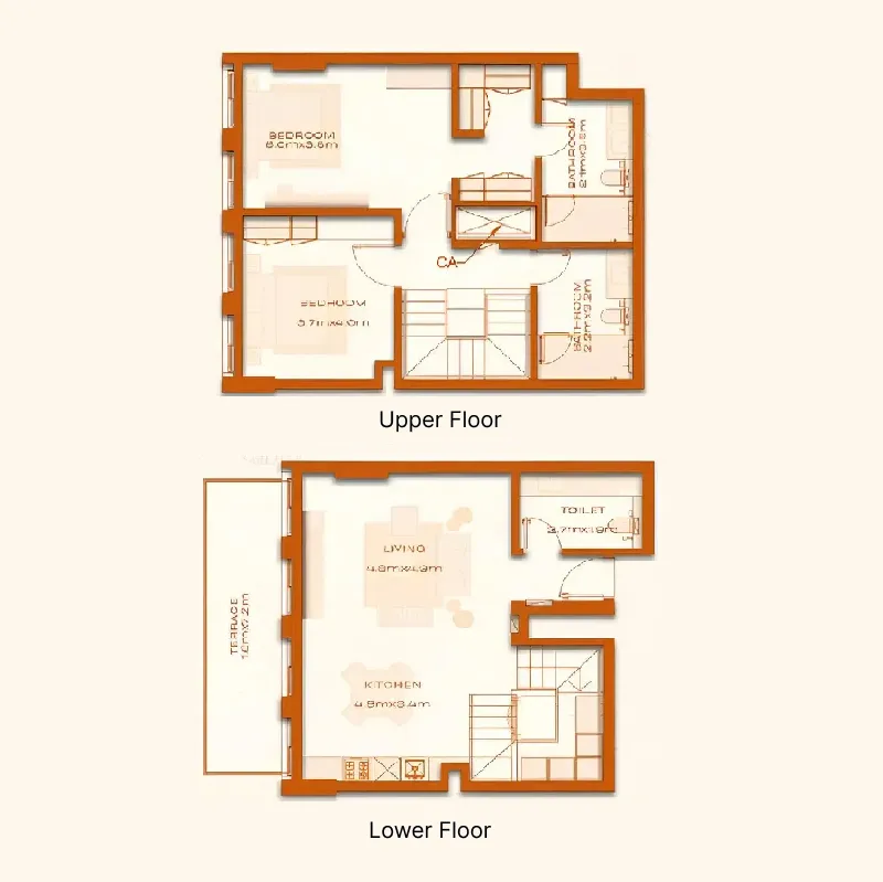 2 bed layout