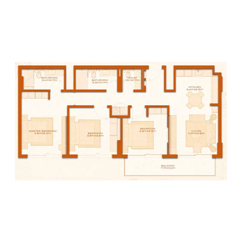 3 bed layout