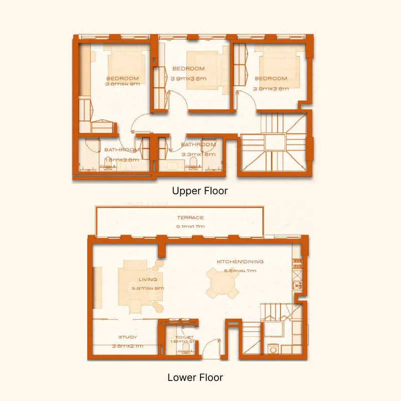 3 bed layout