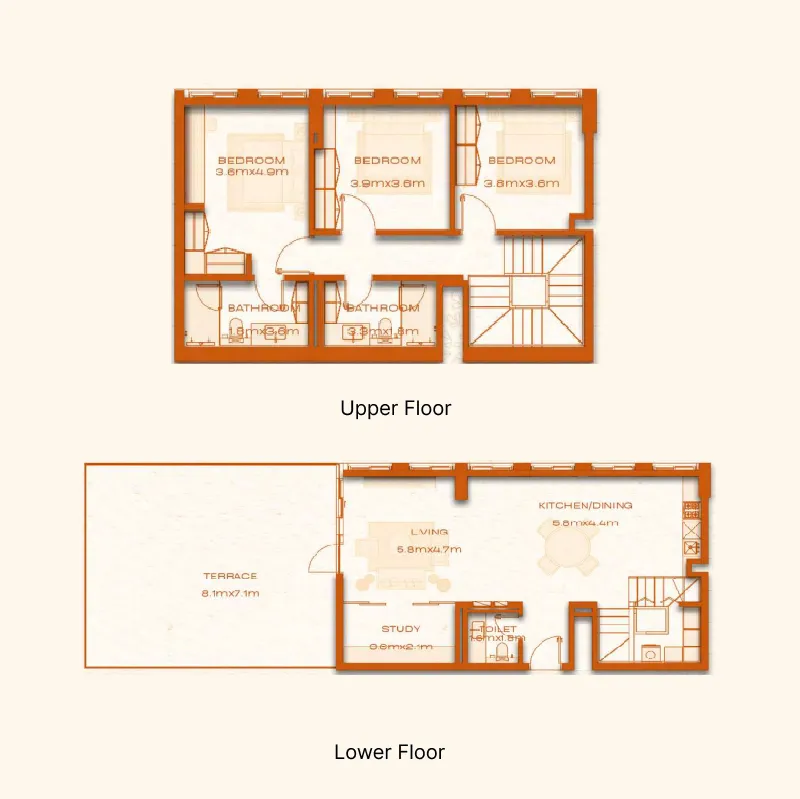 3 bed layout