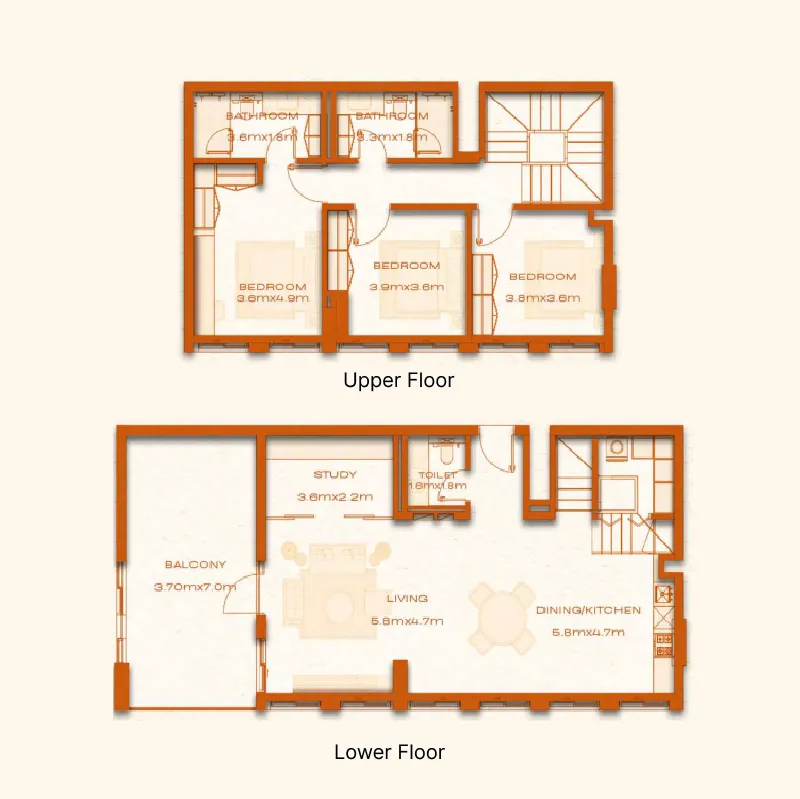 3 bed layout