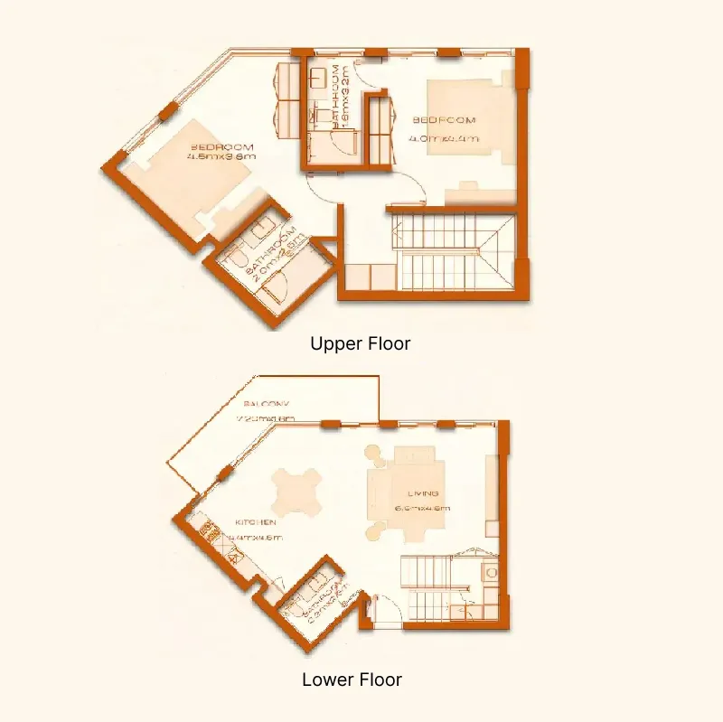 2 bed layout