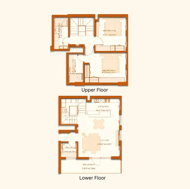 2 bed layout