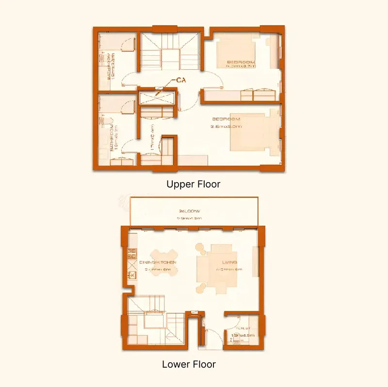 2 bed layout