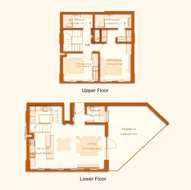 2 bed layout