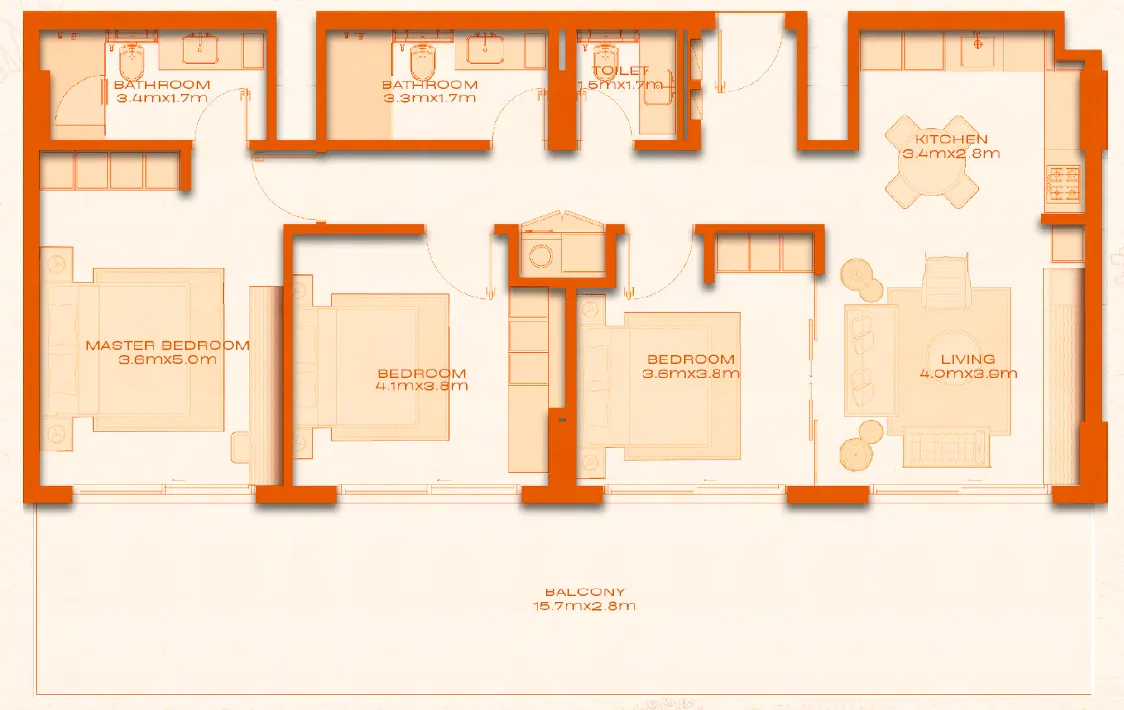 3 bed layout