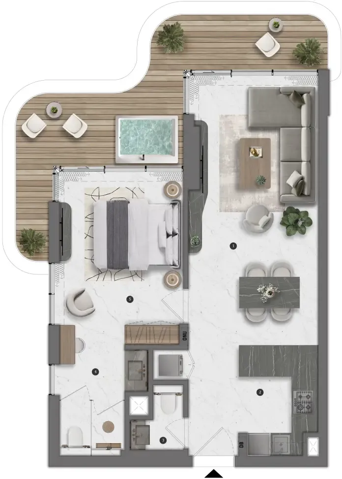 Bond Living 1 bed floor plan, 814 – 841 sqft