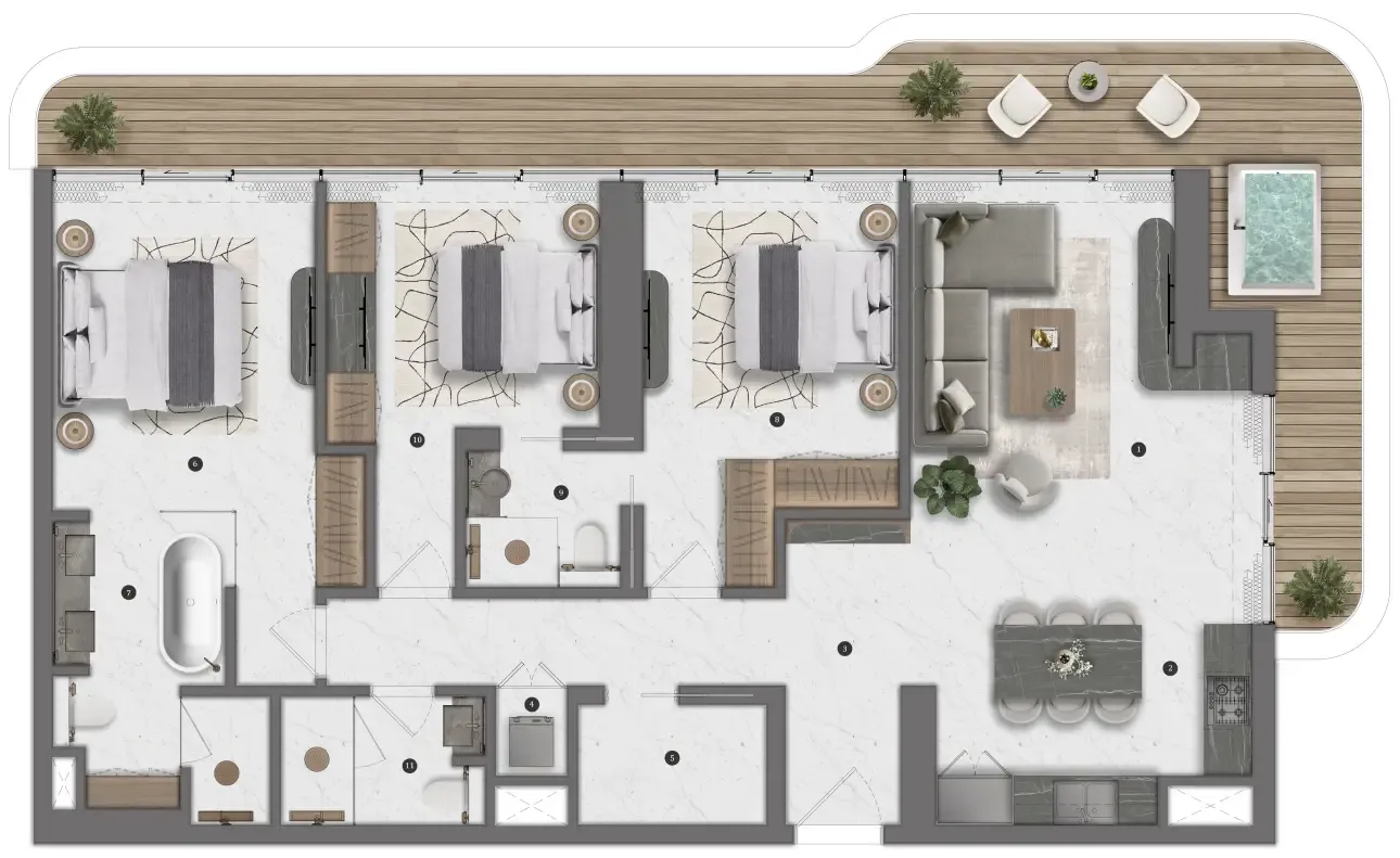 Bond Living 3 bed floor plan, 1,562 sqft