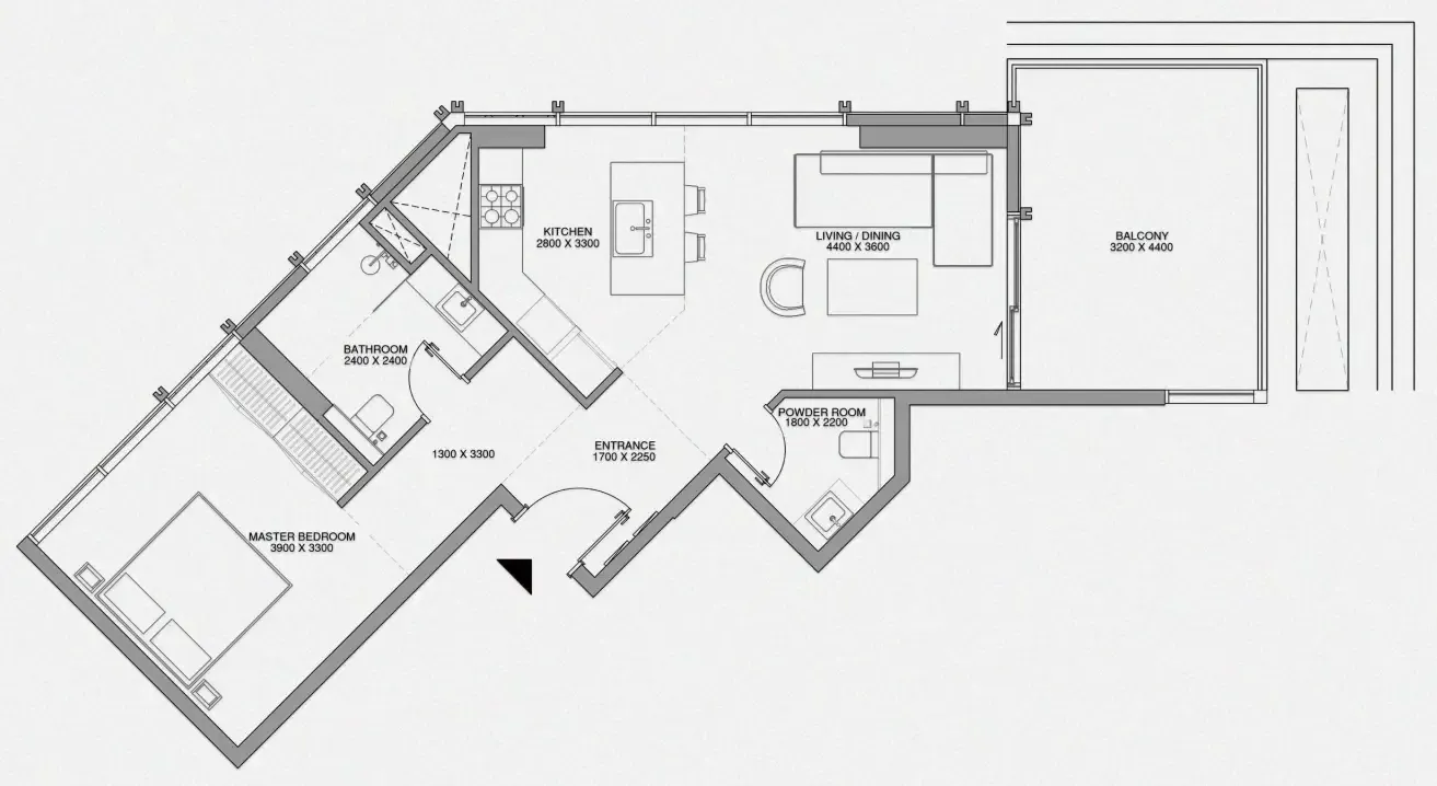 Cheval Residences 1 bed floor plan, 829 sqft